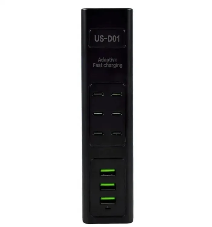 Сетевой удлинитель-хаб пластик 1 м черный 6 USB TYPE-C 3 USB 85W Fast Charger