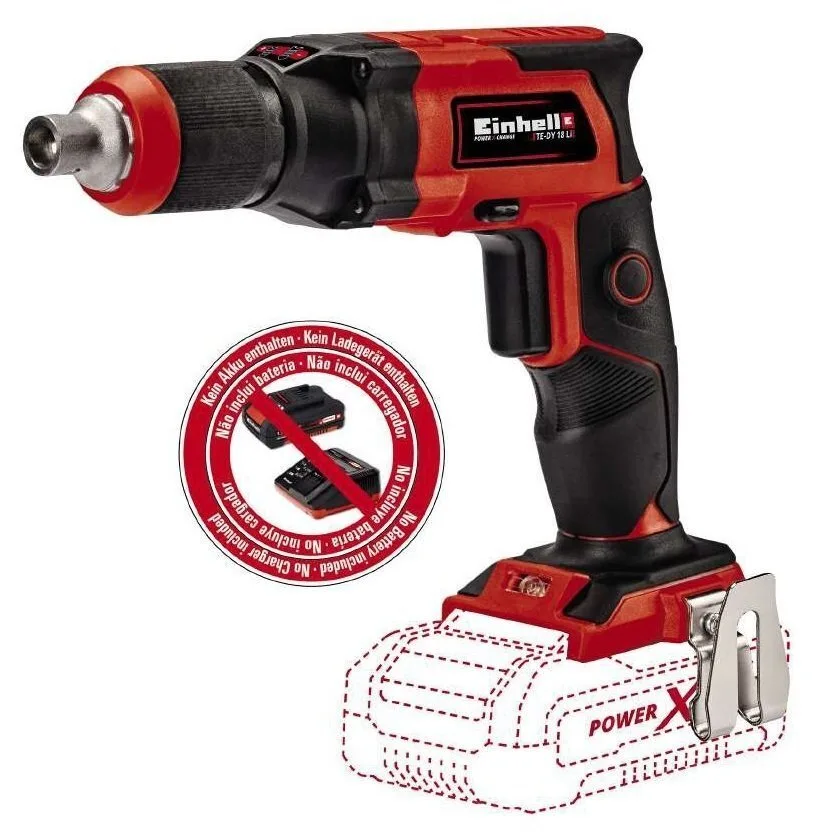 Акумуляторний шуруповерт для гіпсокартону Einhell TE-DY 18 Li - Solo 18В 15Нм 0-4000об/хв 1кг в кейсі без акумулятора.
