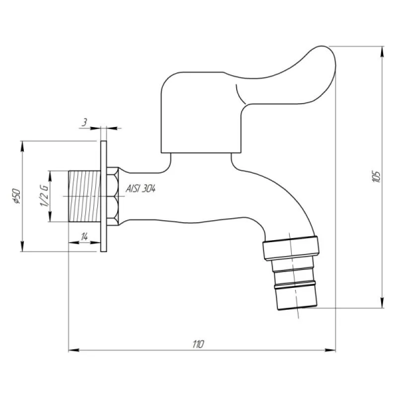 Кран шаровой Thermo Alliance 1/2" нержавеющая сталь для полива