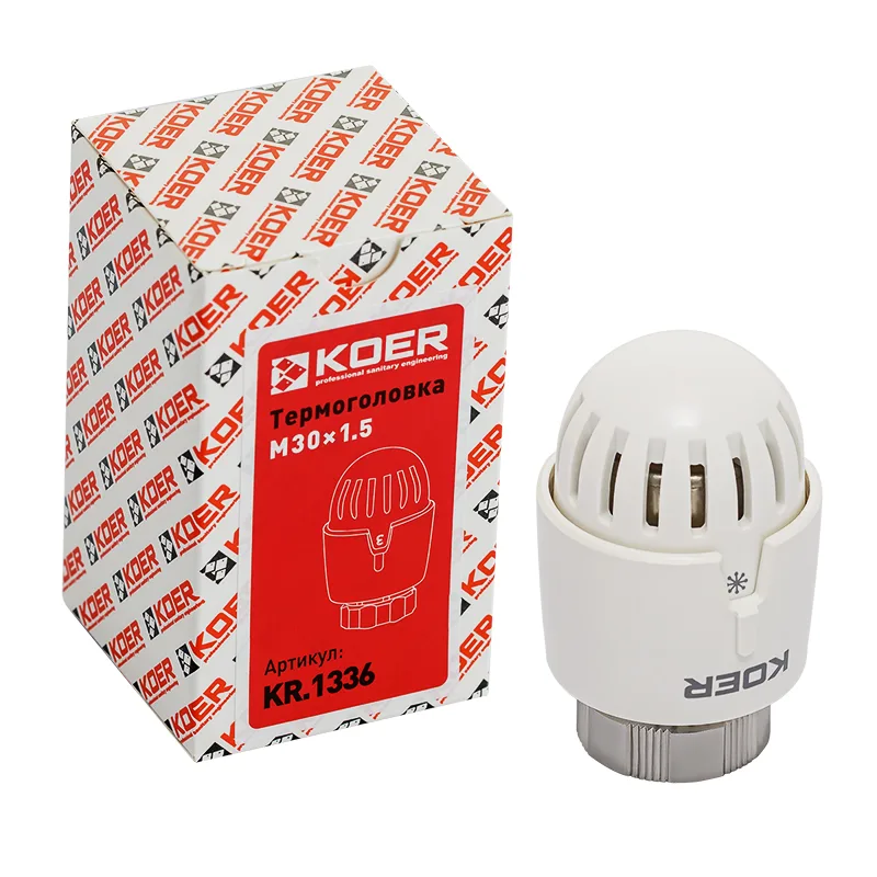 Термоголовка Koer пластик латунь M30x1,5 белая