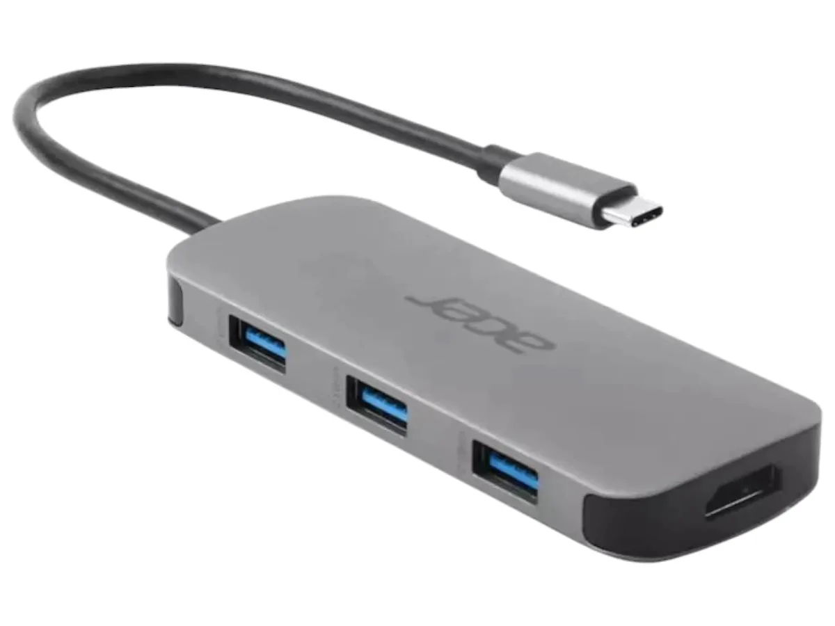 Хаб Acer 7in1 USB-С > 3xUSB-A3.2/HDMI/USB-C/PD/SD, 0.15м, сірий