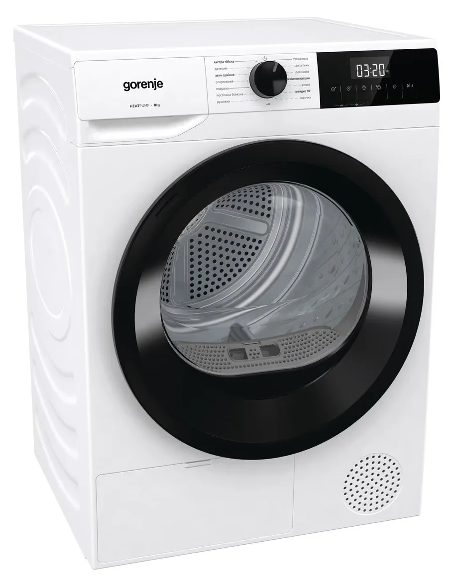 Сушильна машина Gorenje з тепловим насосом 8кг А++ біла автоматична сушарка для одягу делікатна сушарка