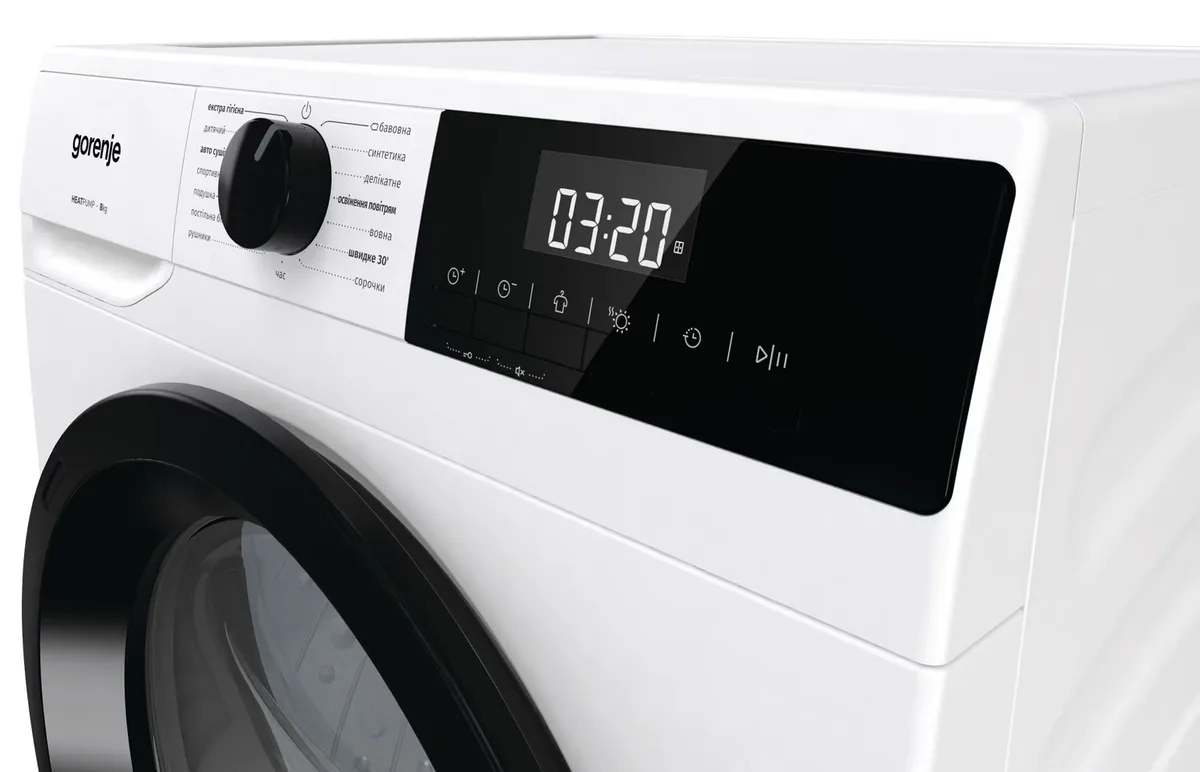 Сушильна машина Gorenje з тепловим насосом 8кг А++ біла автоматична сушарка для одягу делікатна сушарка