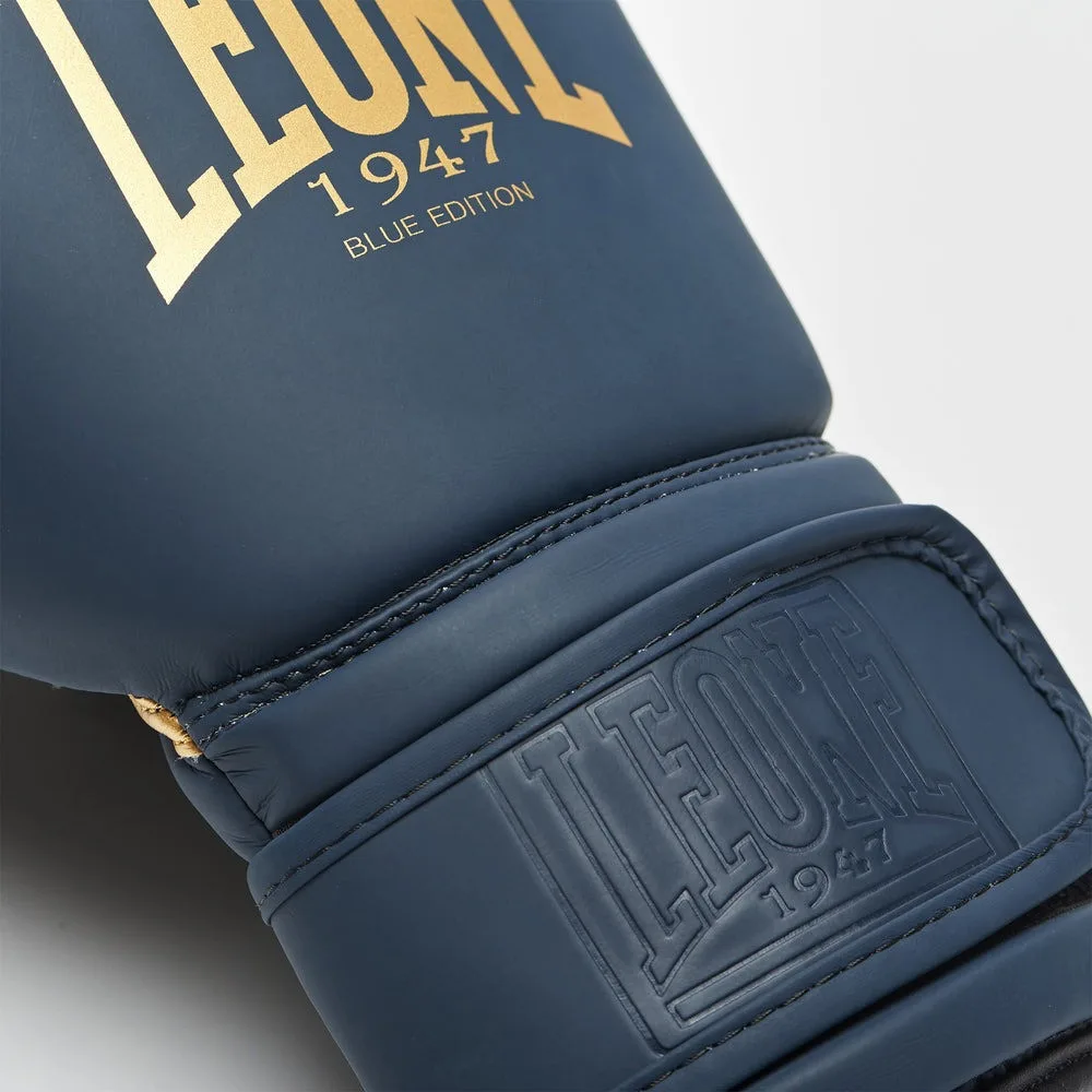 Боксерські рукавиці Leone штучна шкіра 14 унцій сині з капою