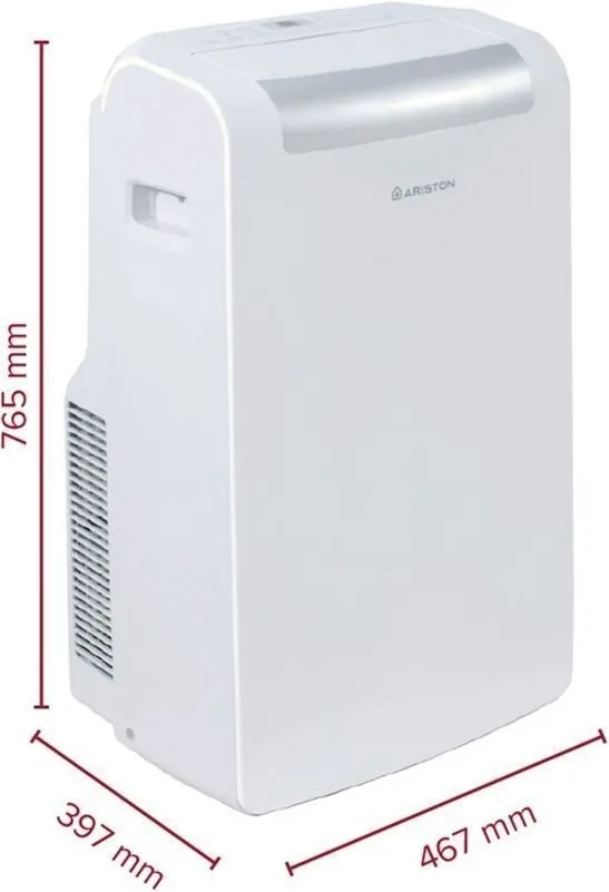 Мобільний кондиціонер Ariston Mobis Plus 10 для приміщень до 20 м2, з функцією on/off, потужністю 10000 BTU (3.1 кВт), клас енерго