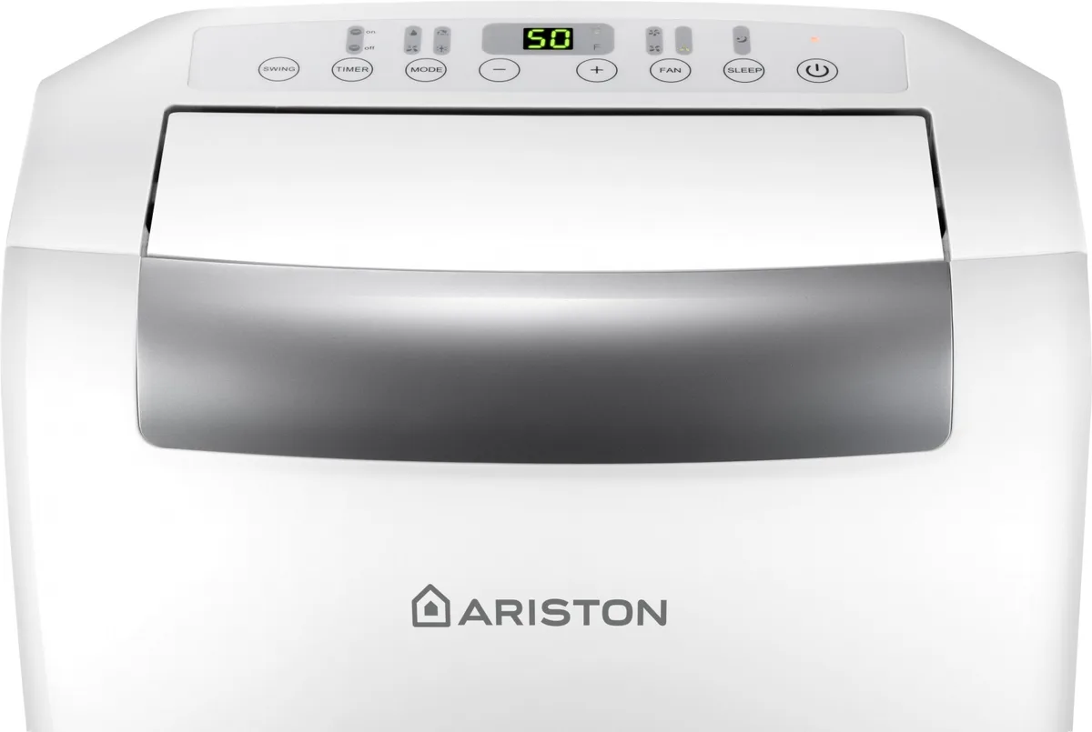 Мобільний кондиціонер Ariston Mobis Plus 10 для приміщень до 20 м2, з функцією on/off, потужністю 10000 BTU (3.1 кВт), клас енерго