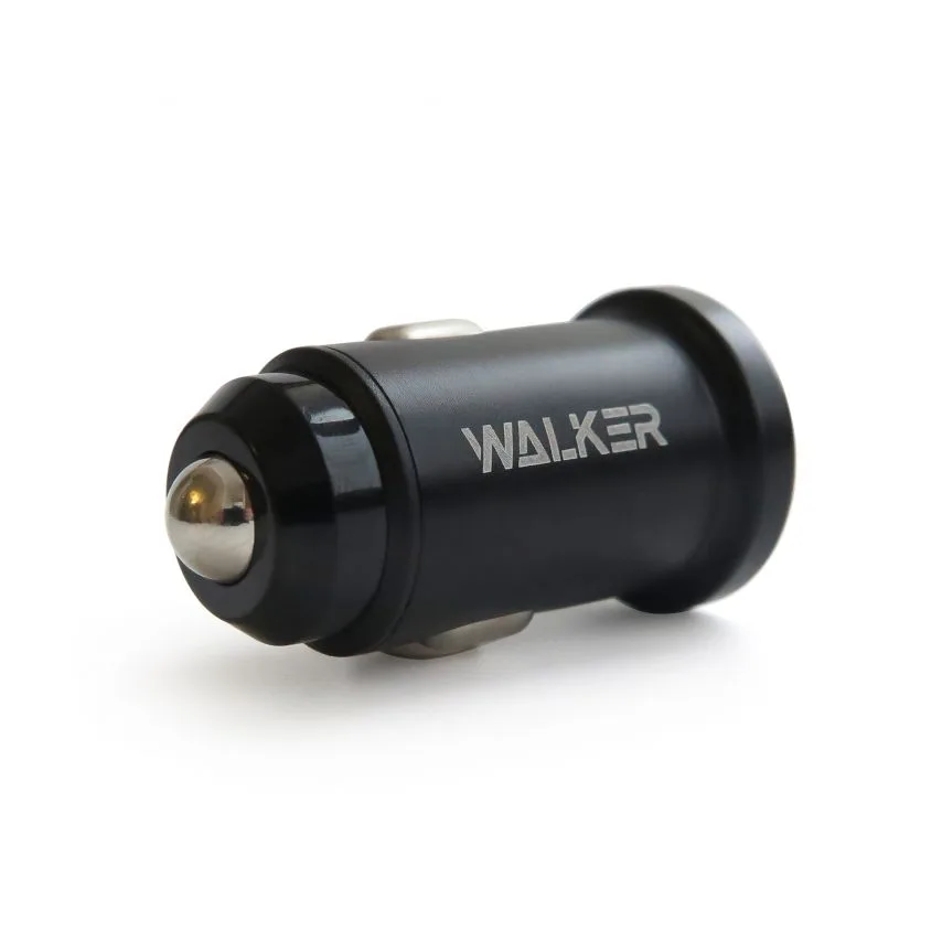 Автомобільний зарядний пристрій WALKER алюміній 44х24,6 мм чорний