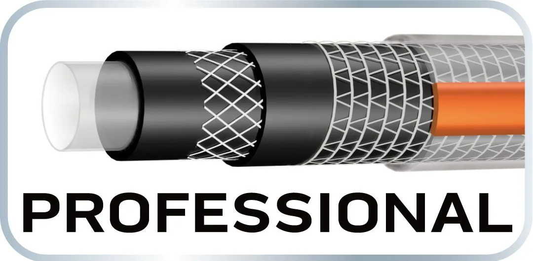 Садовий шланг Neo Tools Professional, 1/2", 50м, 6 шарів, витримує тиск до 30 бар, температурний діапазон -25...+60°C.