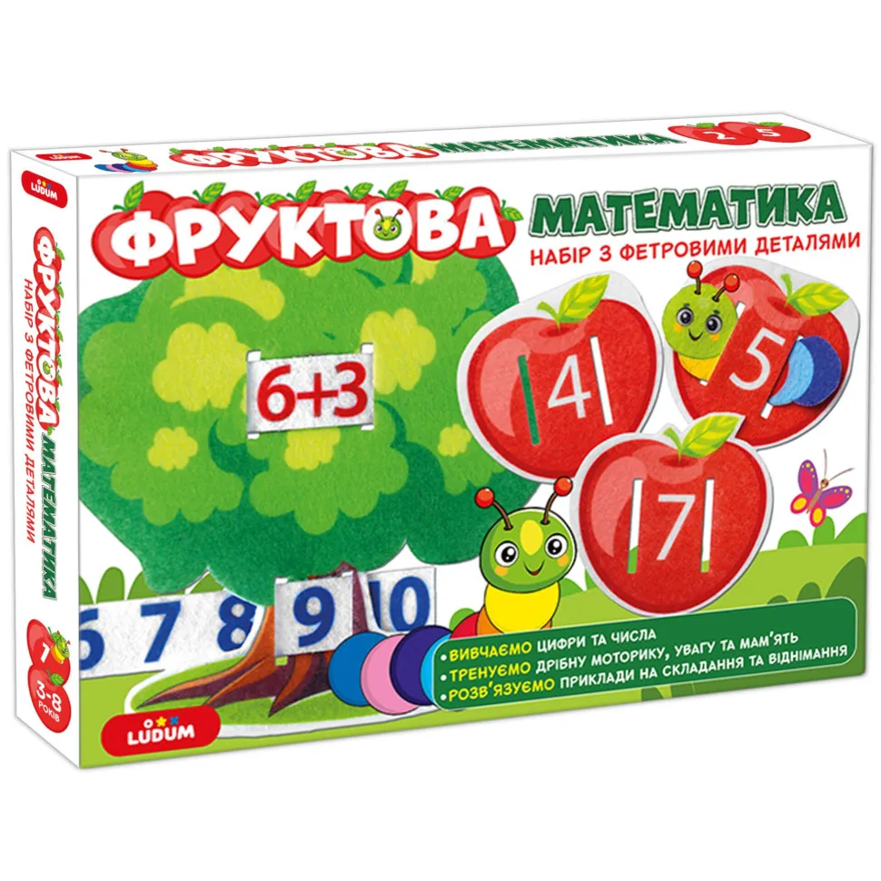 Розвиваюча гра Фруктова математика Magdum фетр 2в1 багатоколірна