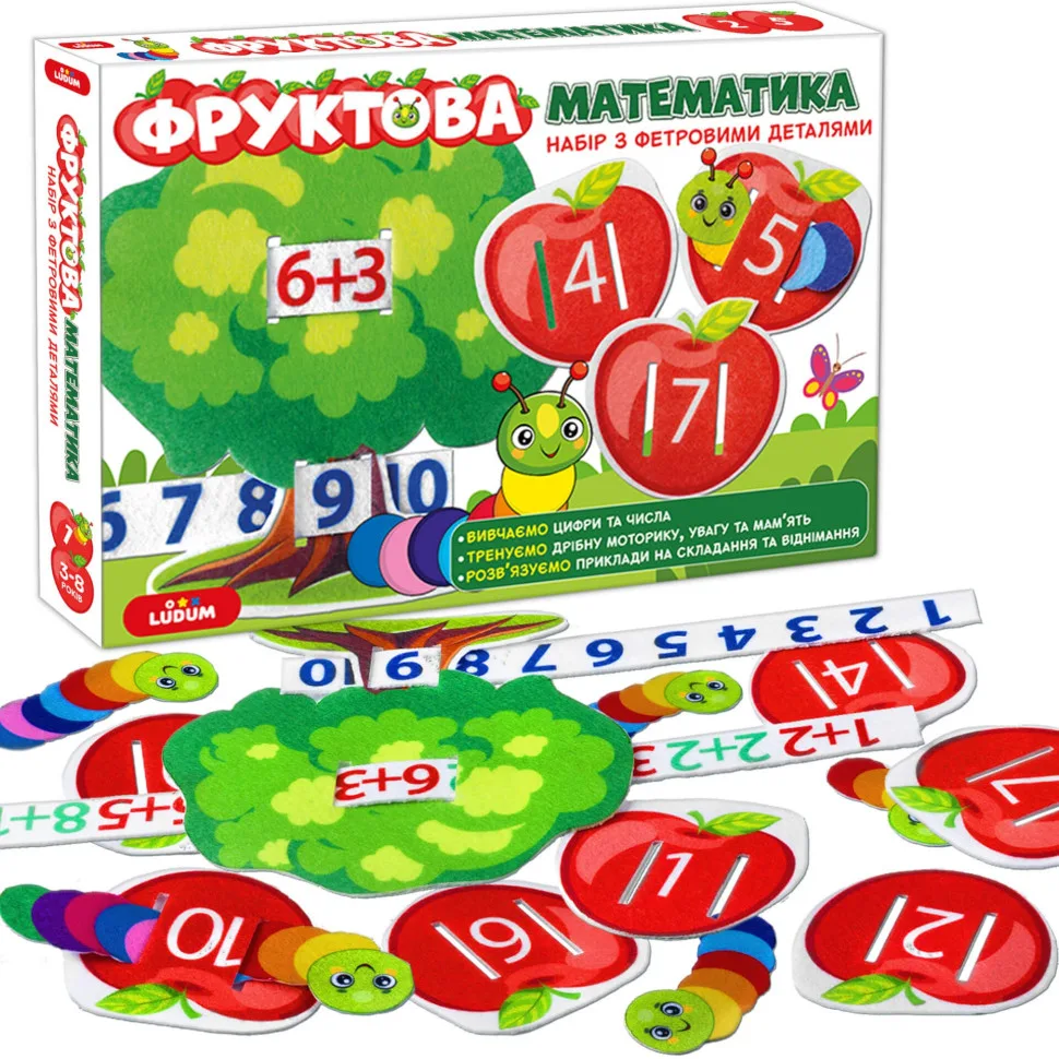 Розвиваюча гра Фруктова математика Magdum фетр 2в1 багатоколірна