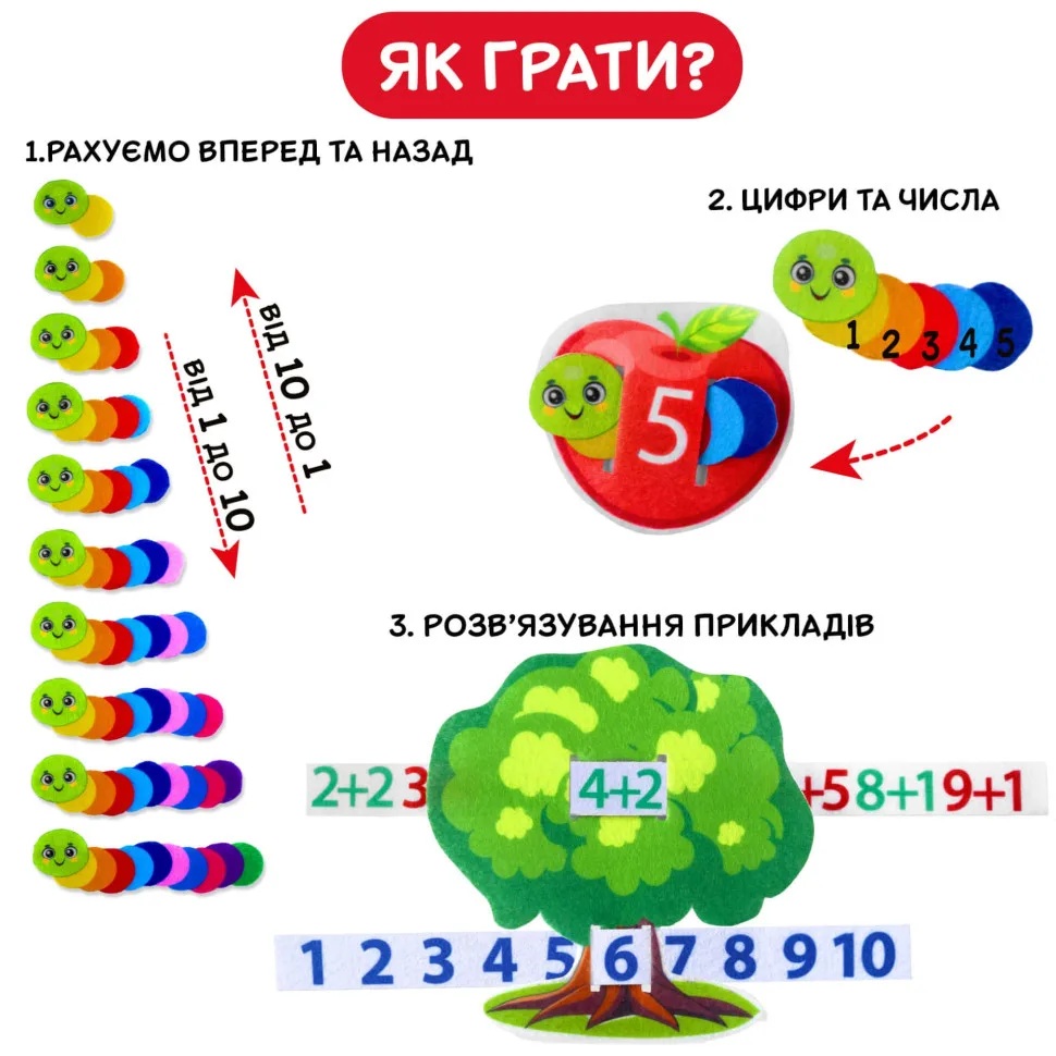 Розвиваюча гра Фруктова математика Magdum фетр 2в1 багатоколірна