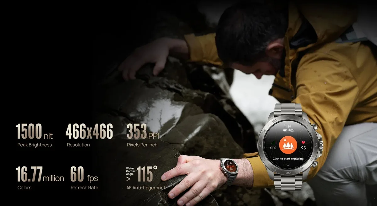Смарт-годинник Mibro титан 48 мм сірий 1.32" AMOLED 10 ATM GPS
