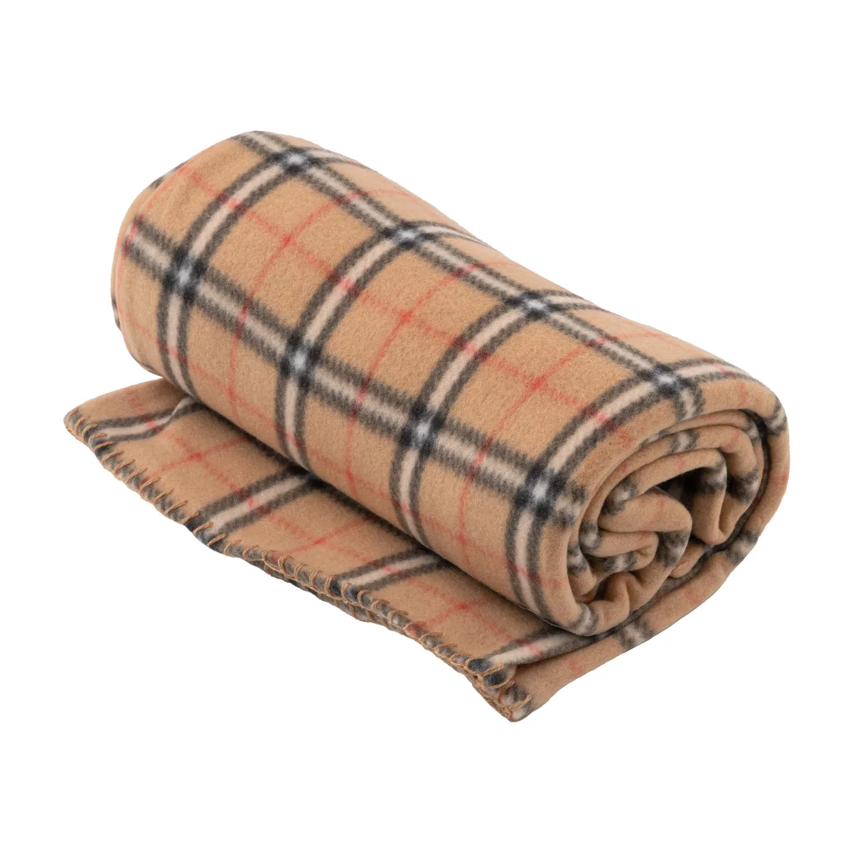 Плед ARDESTO Fleece 130x160см бежевий текстиль у клітинку для спальні вітальні пікніка і авто
