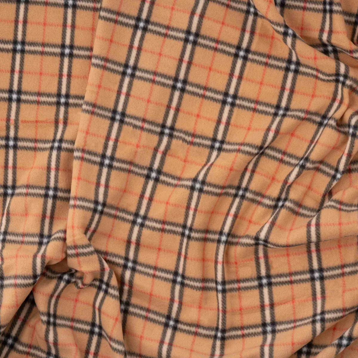 Плед ARDESTO Fleece 130x160см бежевий текстиль у клітинку для спальні вітальні пікніка і авто