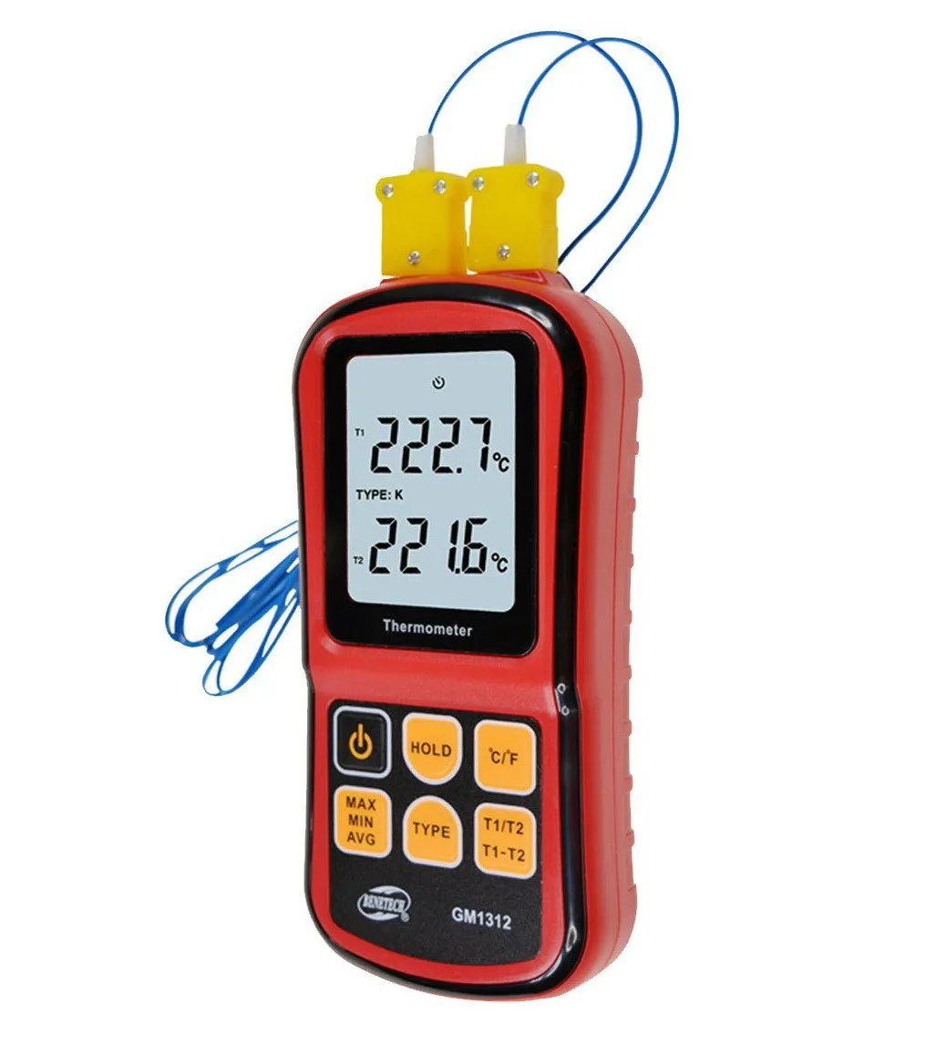 Цифровий двоканальний термометр Benetech GM1312 -250 до 1767°C 300х200х50 мм