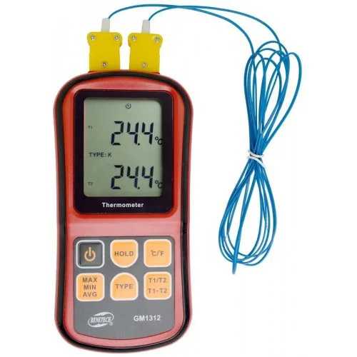 Цифровой двухканальный термометр Benetech GM1312 -250 до 1767°C 300х200х50 мм