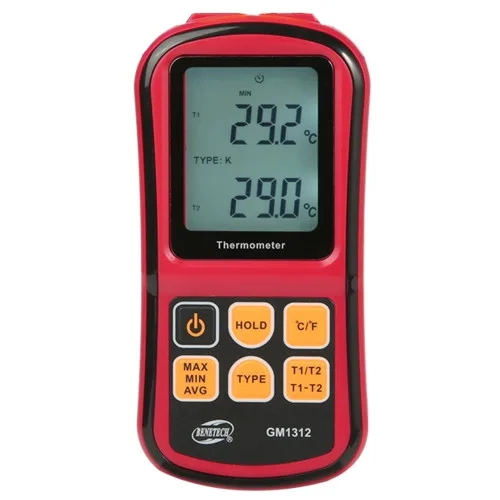 Цифровой двухканальный термометр Benetech GM1312 -250 до 1767°C 300х200х50 мм