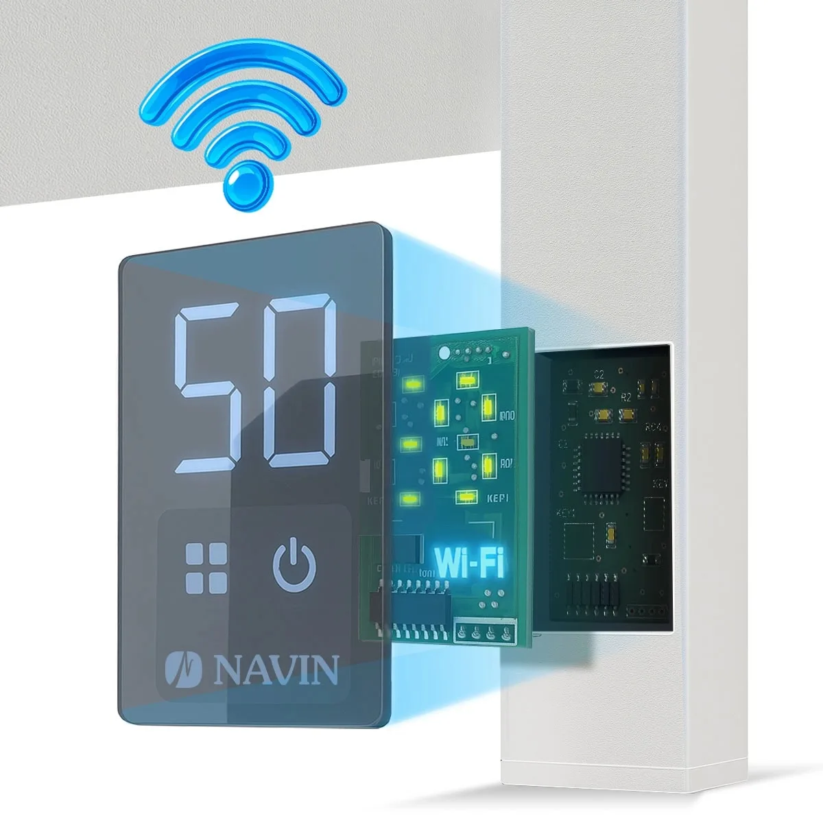 Рушникосушка Navin електрична Авангард Х, 1200х480х71мм, Wi-Fi, сталь, білий, ліве підключення