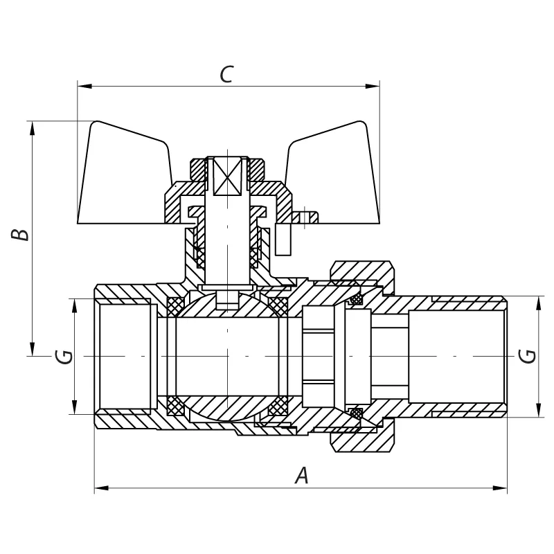 Кран американка WATERPRO латунь 3/4" стальной
