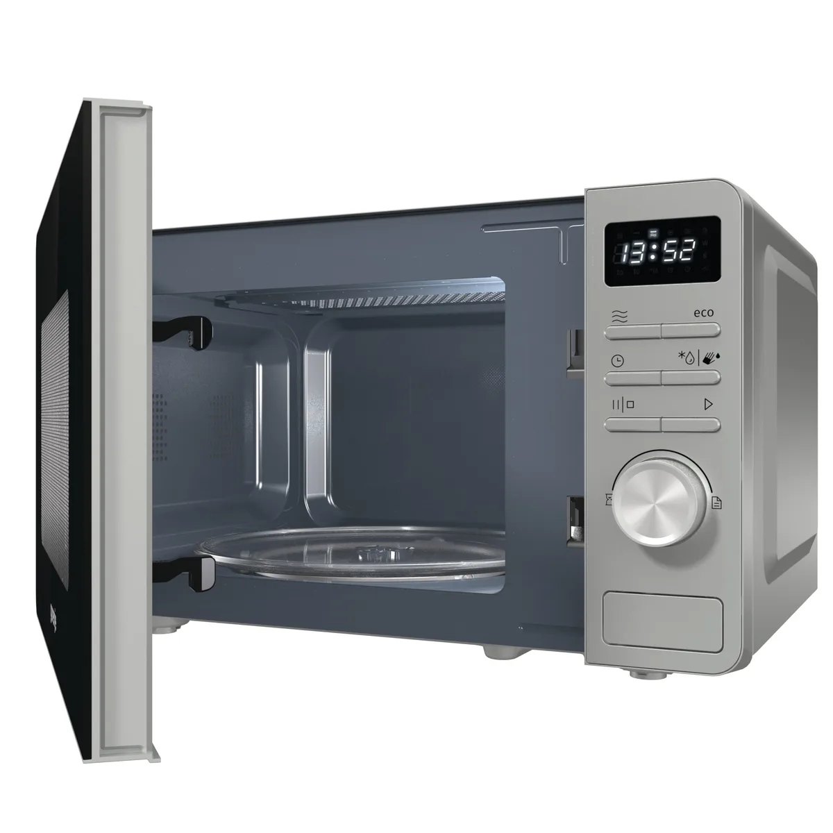 Мікрохвильова піч Gorenje, 20 л, електронне управління, 800 Вт, з дисплеєм, нержавіюча сталь.