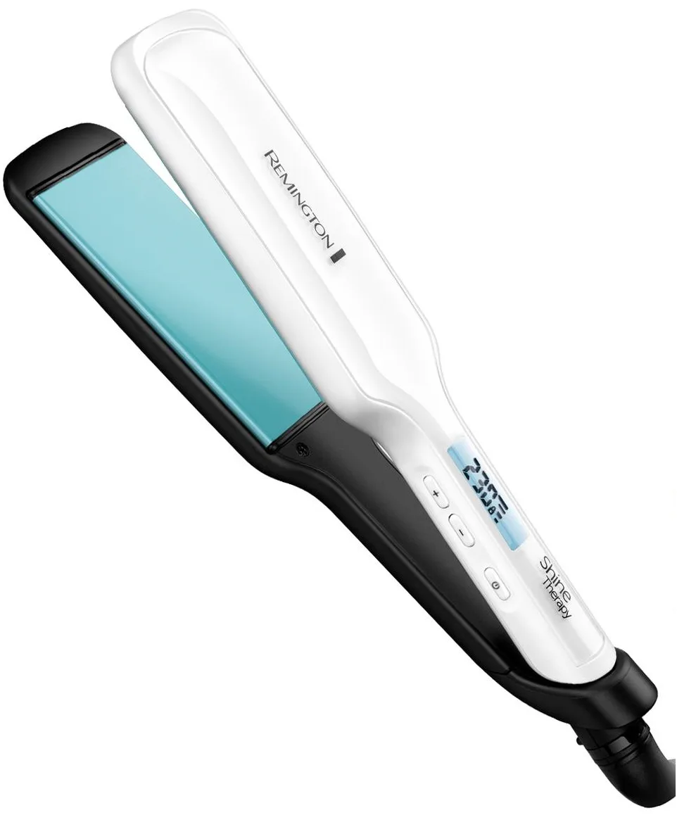 Випрямляч волосся Remington Shine Therapy, 10 температурних режимів, 150-230°C, LCD-дисплей, керамічне покриття, білий.