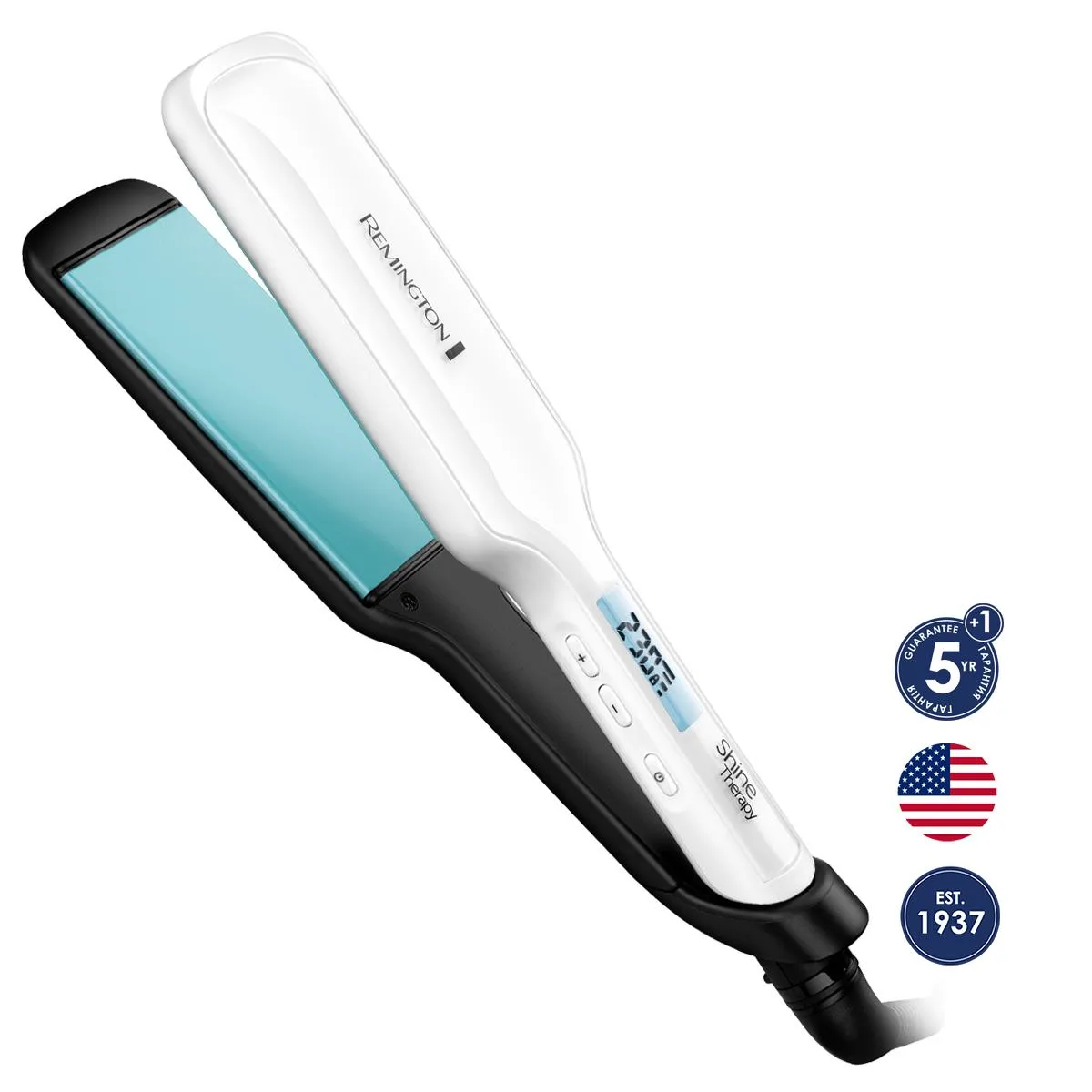 Выпрямитель волос Remington Shine Therapy, 10 температурных режимов, 150-230°C, LCD-дисплей, керамическое покрытие, белый