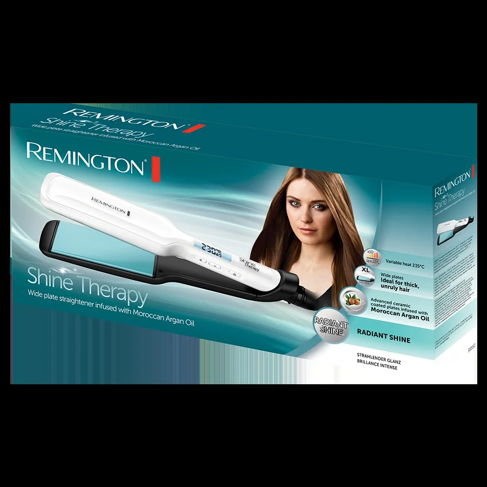 Выпрямитель волос Remington Shine Therapy, 10 температурных режимов, 150-230°C, LCD-дисплей, керамическое покрытие, белый