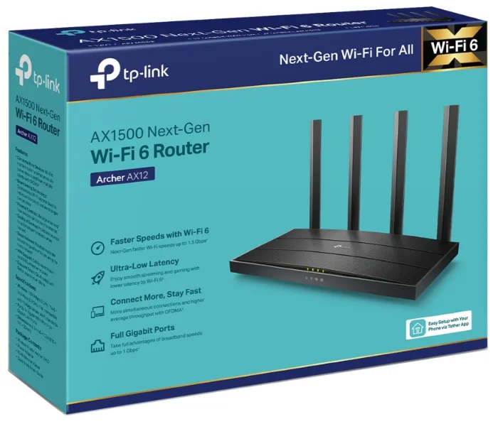 Беспроводной маршрутизатор TP-Link Wi-Fi 6 AX1500 2,4 ГГц 5 ГГц 4 антенны