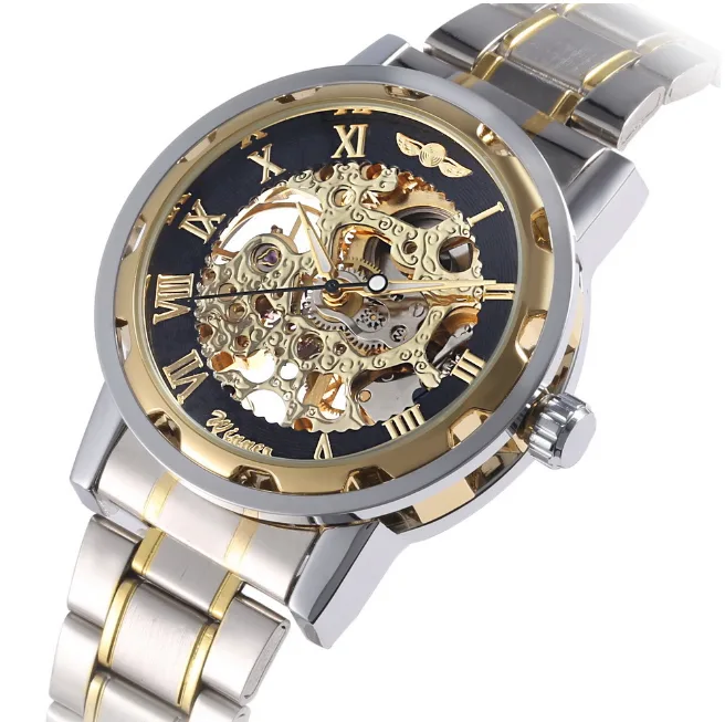Механические мужские наручные часы Winner металл 39 мм серебристые