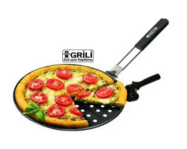 Сковорода для пиццы GrillPro алюминиевая 30 см черная с антипригарным покрытием
