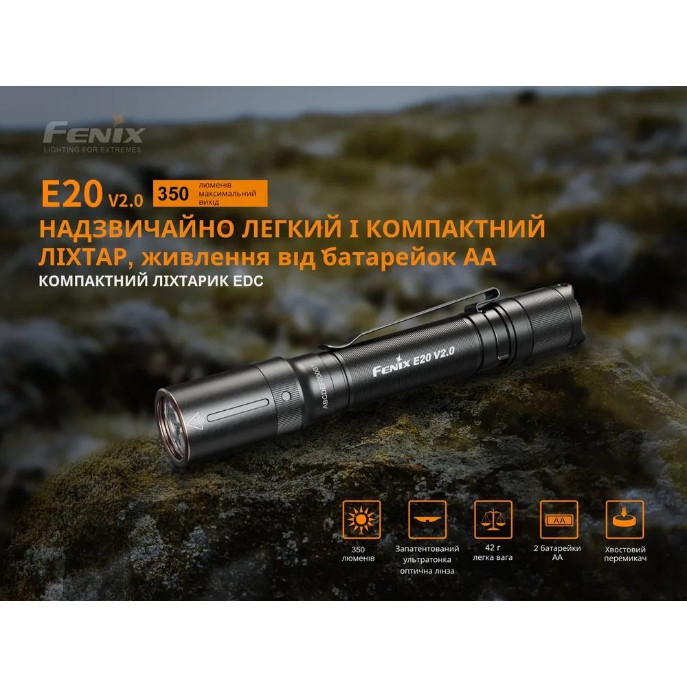 Ліхтар ручний Fenix алюміній 127х21 мм чорний