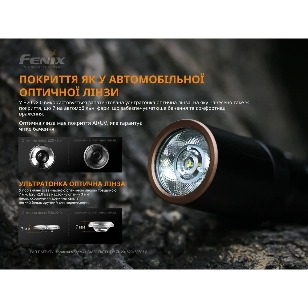 Ліхтар ручний Fenix алюміній 127х21 мм чорний