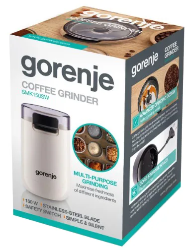 Кавомолка Gorenje роторна 150 Вт 45 г пластик біла