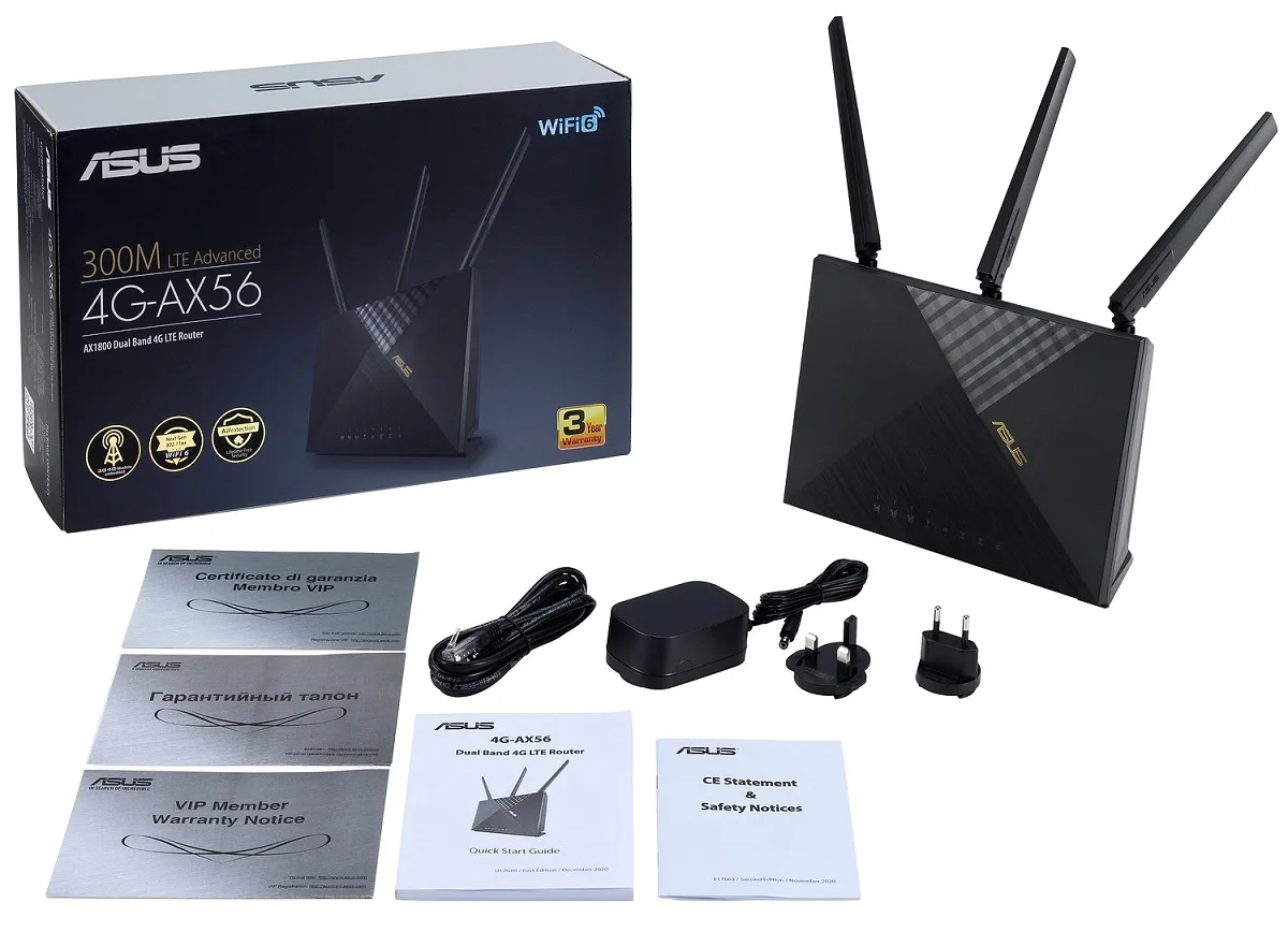 Маршрутизатор ASUS 4G-AX56 AX1800, 4G/LTE, 4xGE LAN, 1xGE WAN