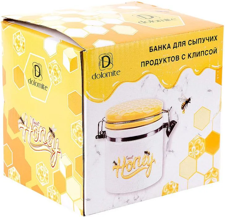 Банка Bona керамічна 480 мл біла з металевою затяжкою для сипучих продуктів
