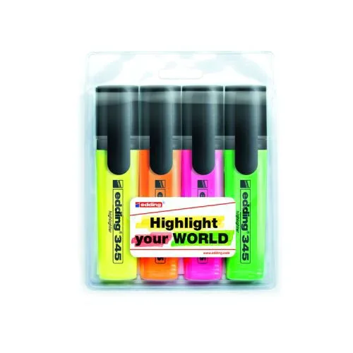 Маркер Highlighter edding набір 4 шт флуоресцентні маркери для виділення тексту