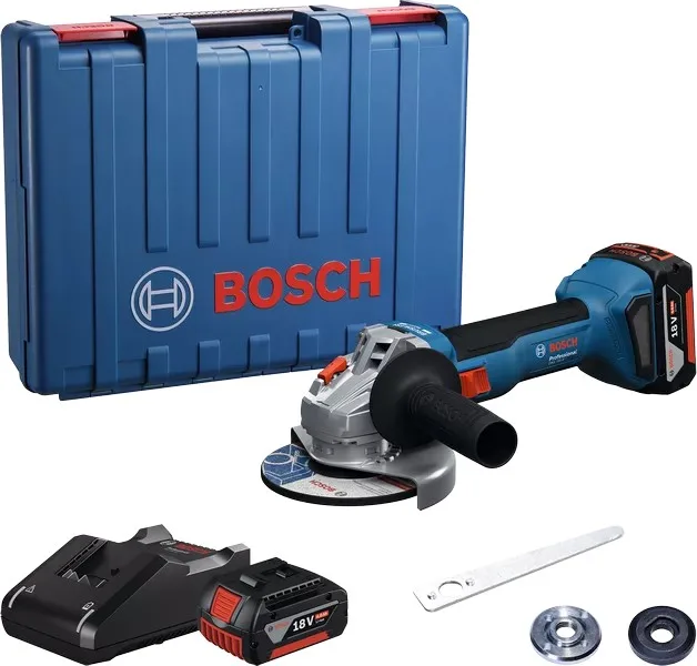 Акумуляторна кутова шліфмашина Bosch Professional GWS 18V-8, 125 мм, 18 В, 2x4 А·год, 0-11000 об/хв, 1.7 кг, кейс ZP GAL.