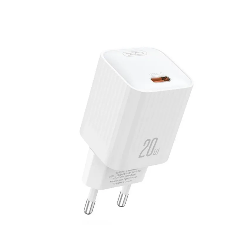 Зарядное устройство XO 20W Type-C 73х32х32 мм PC Белый