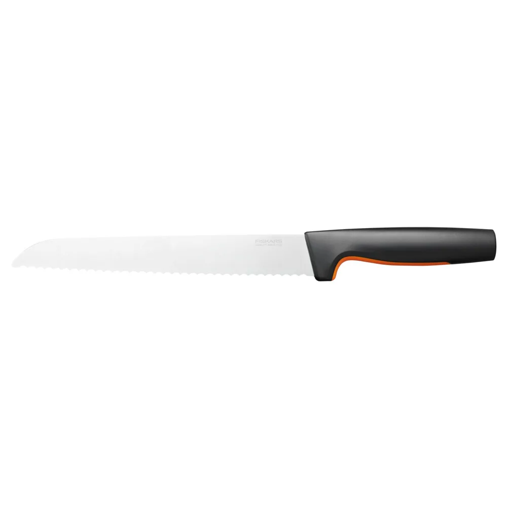 Ніж для хліба Fiskars Functional Form, 21.3 см, з нержавіючої сталі та пластиковою ручкою, чорного кольору.