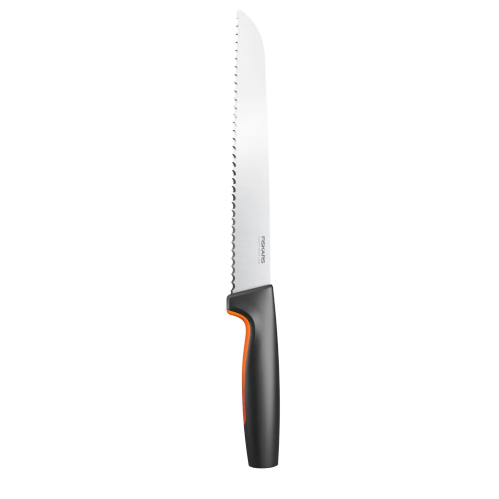 Ніж для хліба Fiskars Functional Form, 21.3 см, з нержавіючої сталі та пластиковою ручкою, чорного кольору.