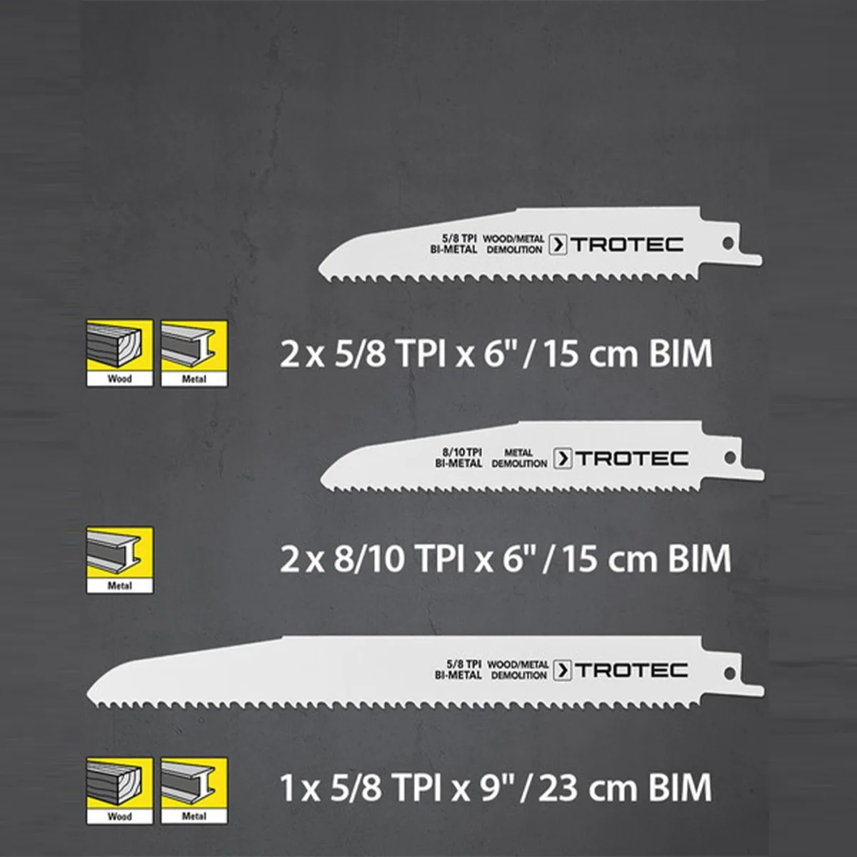 Набір пиляльних полотен Trotec 5 шт 150х230 мм BIM Білий