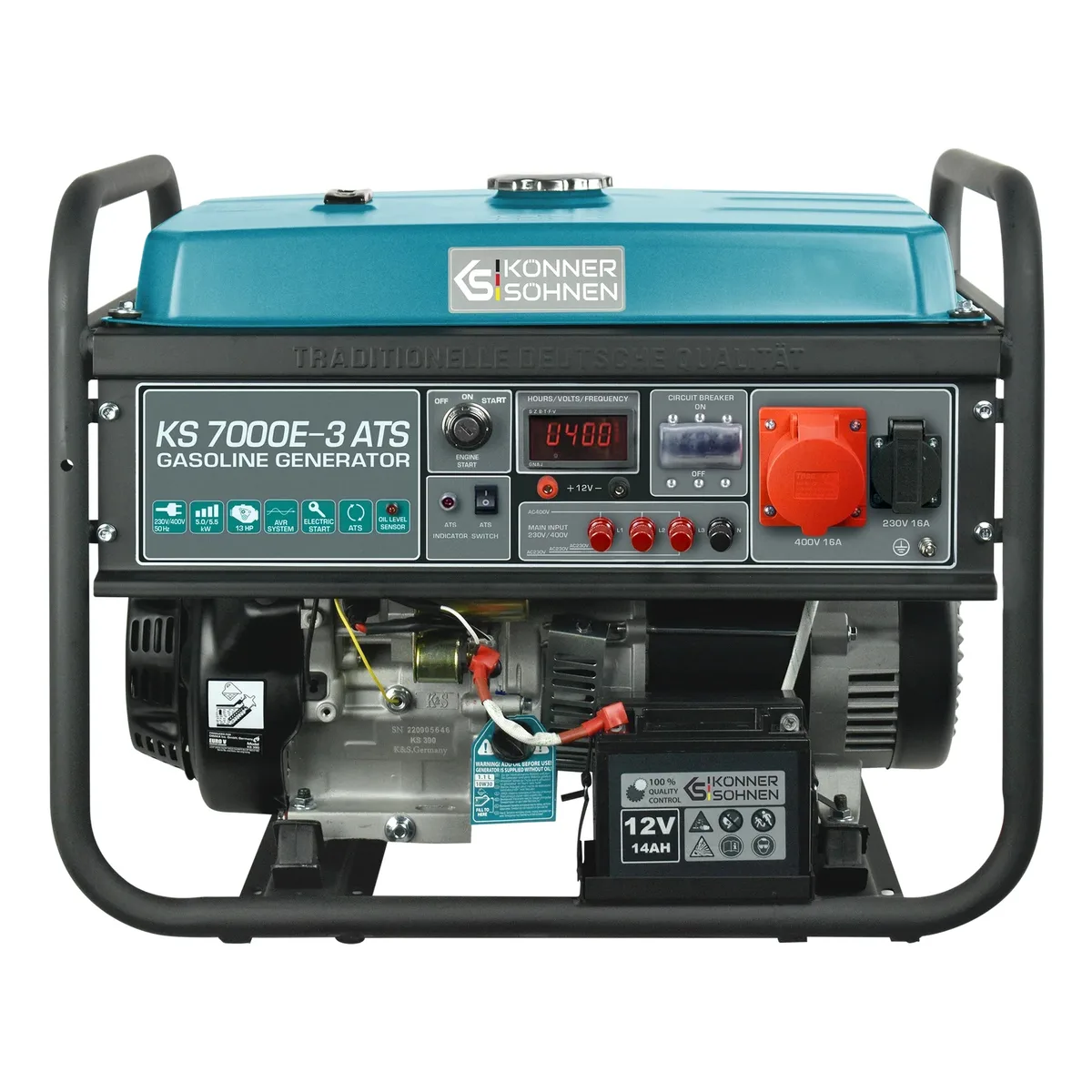 Бензиновий генератор KonnerSohnen KS 7000E-3 ATS, 400В, 5/5.5кВт, автоматичний ввод резерву (АВР), електричний стартер, вага 82.3