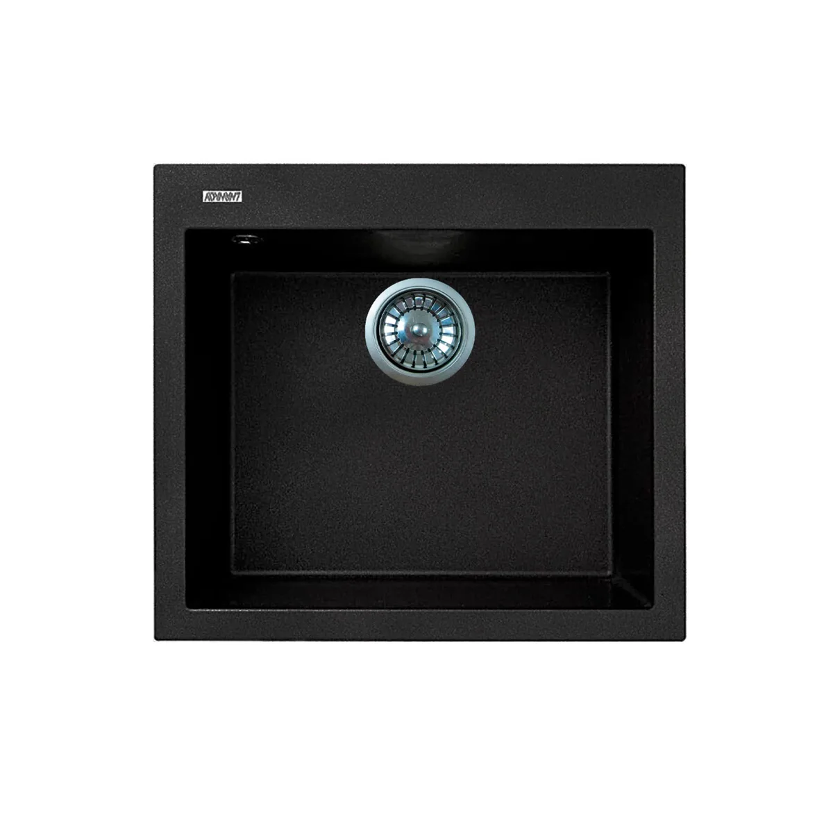 Кухонна мийка Adamant Univer, квадратна, з штучного каменю, без крила, розміри 560х500х200мм, врізна, чорного кольору, одна чаша.