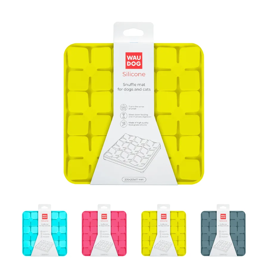 Килимок для пошуку корму WAUDOG Silicone 20,5х20,5х1,7 см силіконовий жовтий