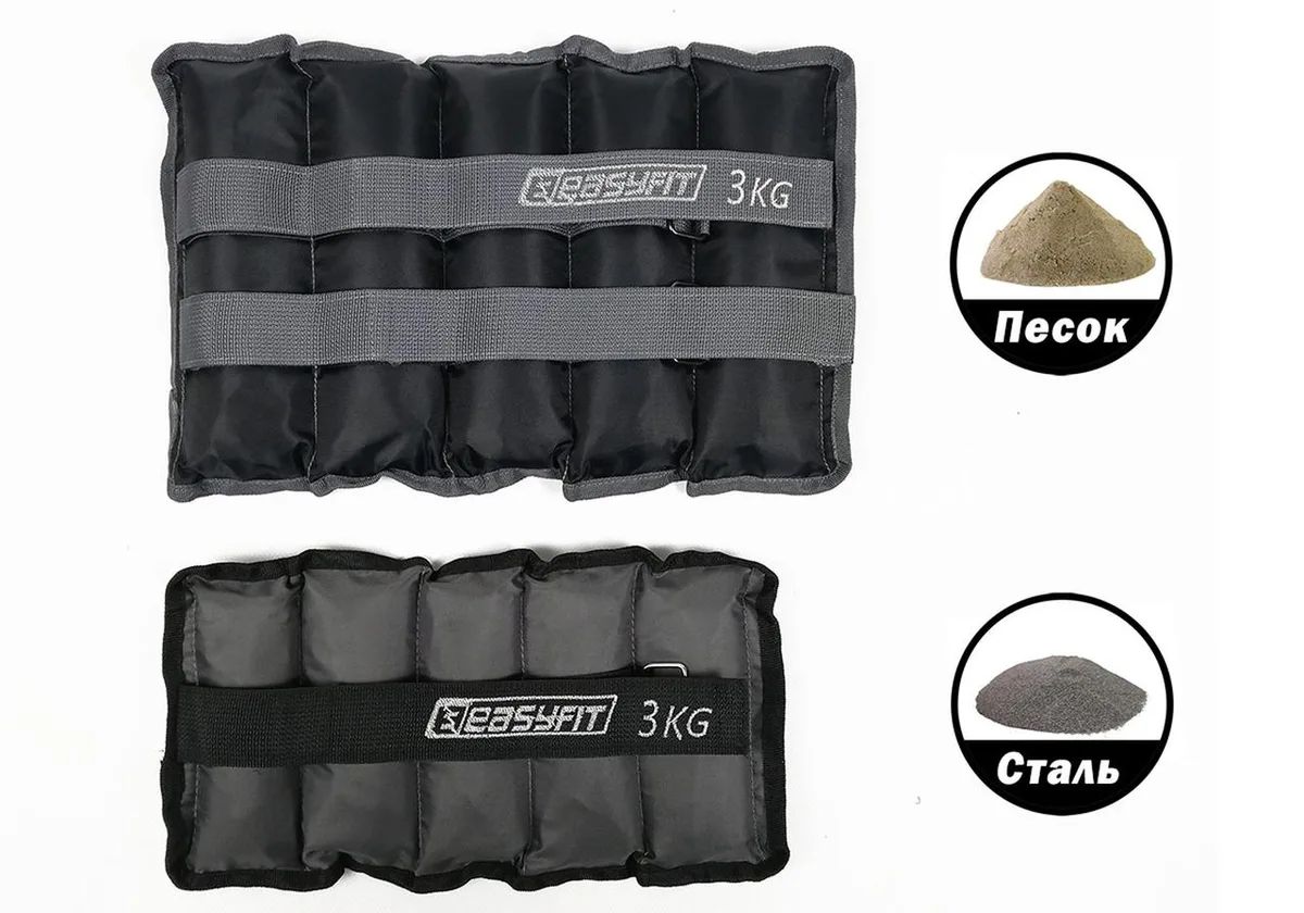 Утяжелики EasyFit Metal 3 кг сталь чорні 33х17,5 см