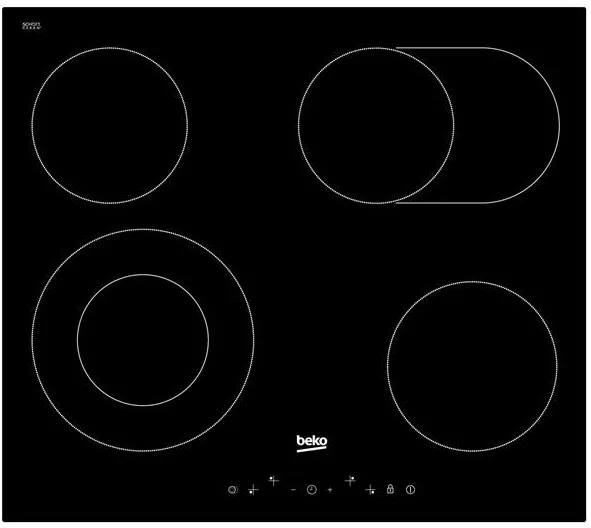 Варильна поверхня Beko електрична 60см чорна сенсорна склокерамічна для кухні плита з таймером