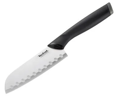 Кухонний ніж Сантоку Tefal Comfort, 12 см, з нержавіючої сталі, пластиковою ручкою, чорний.