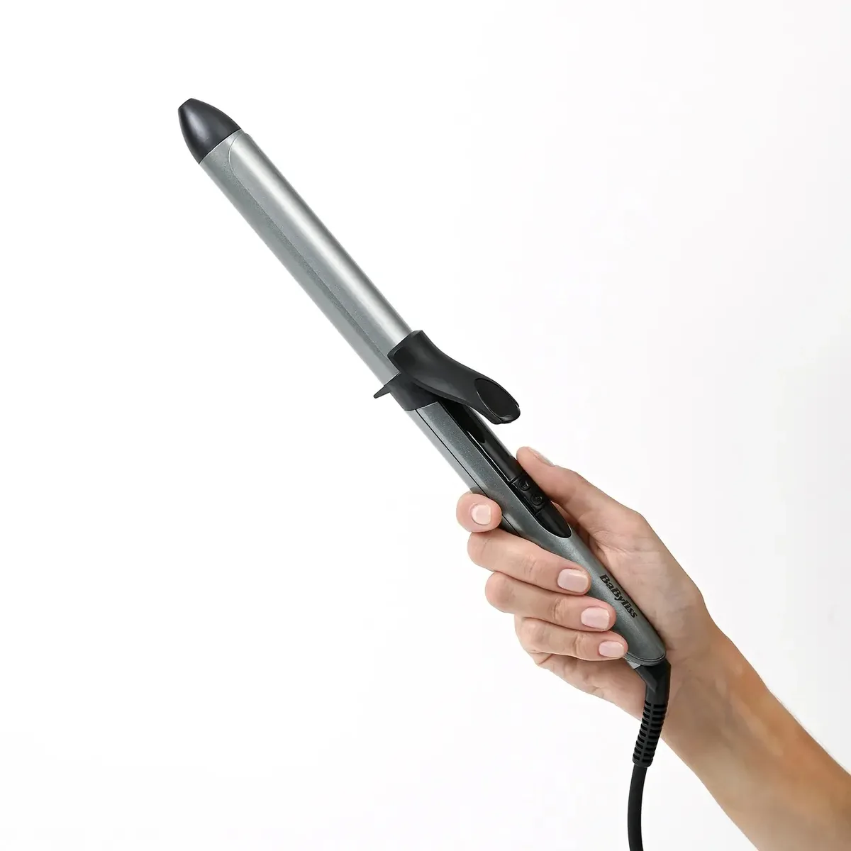 Плойка Babyliss Xanadu, 46Вт, 6 температурних режимів, діаметр 25 мм, 160-210°C, металевий корпус, сірий.