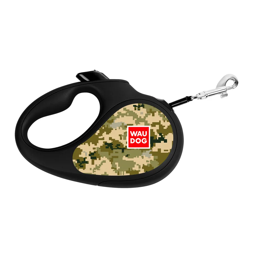 Поводок-рулетка WAUDOG R-leash L 5 м металл пластик Милитари до 50 кг