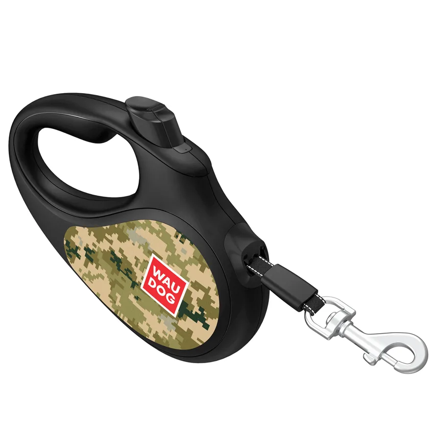 Поводок-рулетка WAUDOG R-leash L 5 м металл пластик Милитари до 50 кг